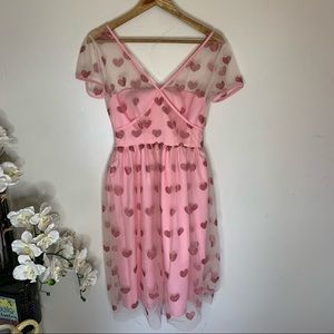 Magnolia Place Pink Sparkling Hearts Dorothy Dress